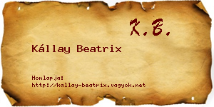 Kállay Beatrix névjegykártya